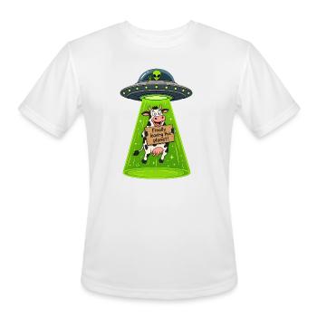 Cow Abduction UFO Escape - Men's Moisture Wicking Performance T-Shirt - white - Front - Jackson (183cm)