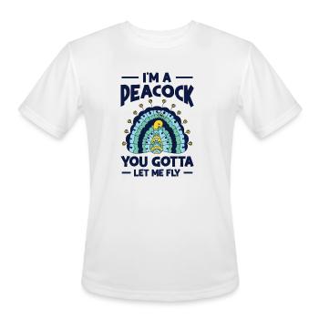 Peacock Flying Inspirational Nature Peacock Fan - Men's Moisture Wicking Performance T-Shirt - white - Front - Jackson (183cm)