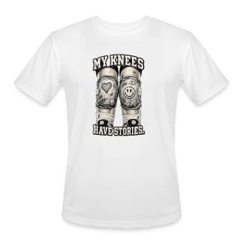 My Knees Have Stories - Men's Moisture Wicking Performance T-Shirt - white - Front - Jackson (183cm)