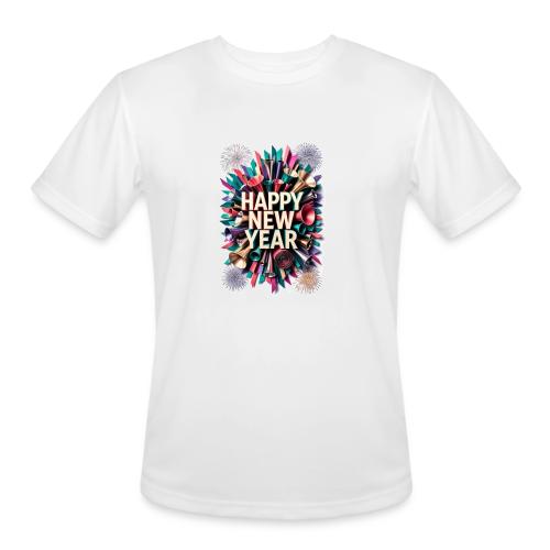 New Year's Party Horn T-Shirt - Men's Moisture Wicking Performance T-Shirt