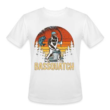 Bass Fishing Bassquatch Retro Loves Fly Fishing - Men's Moisture Wicking Performance T-Shirt - white - Front - Jackson (183cm)