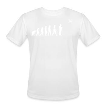 Drone Flying Evolution, Drones - Men's Moisture Wicking Performance T-Shirt - white - Front - Jackson (183cm)