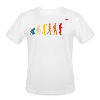 Drone Flying Evolution, Drones - Men's Moisture Wicking Performance T-Shirt - white - Front - Jackson (183cm)