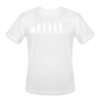 Drone Flying Evolution, Drones - Men's Moisture Wicking Performance T-Shirt - white - Front - Jackson (183cm)