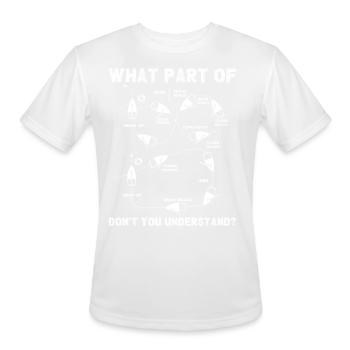 man over boeard maneuver, sailor, sailing - Men's Moisture Wicking Performance T-Shirt - white - Front - Jackson (183cm)