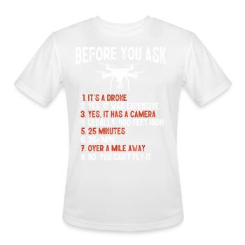 Drone Flying, aerial drone, multicopter, drones - Men's Moisture Wicking Performance T-Shirt - white - Front - Jackson (183cm)