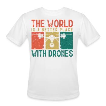 Drone Flying, aerial drone, multicopter, drones - Men's Moisture Wicking Performance T-Shirt - white - Front - Jackson (183cm)