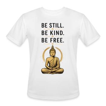 Golden Buddha Meditation Yoga Spiritual Zen Decor - Men's Moisture Wicking Performance T-Shirt - white - Front - Jackson (183cm)
