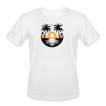 Sunset Circle Oasis with Palms - Men's Moisture Wicking Performance T-Shirt - white - Front - Jackson (183cm)