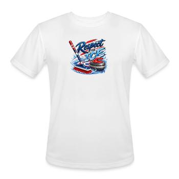 Respect The Ice Curling Shirt | Curler Humor Merch - Men's Moisture Wicking Performance T-Shirt - white - Front - Jackson (183cm)