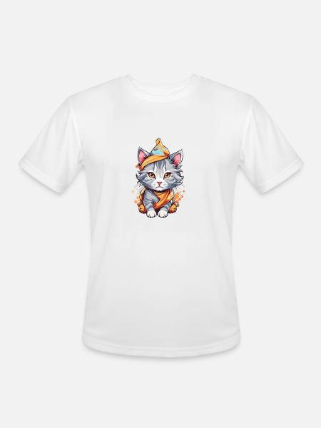 Cute Cat - Men's Moisture Wicking Performance T-Shirt - white