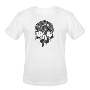 Silver Camo Skull Design - Winter Camouflage - Men's Moisture Wicking Performance T-Shirt - white - Front - Jackson (183cm)