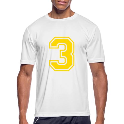 Number 3 in a classic athletic collegiate font - Men's Moisture Wicking Performance T-Shirt