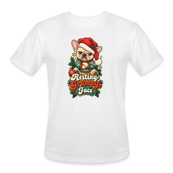 Resting Grumpy Face French Bulldog Christmas Shirt - Men's Moisture Wicking Performance T-Shirt - white - Front - Jackson (183cm)