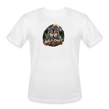 Wild Spirit Outdoor Adventure - Majestic Wolf Art - Men's Moisture Wicking Performance T-Shirt - white - Front - Jackson (183cm)
