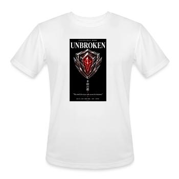 Unbroken Cyberpunk Chrome Aegis Shield Graphic Tee - Men's Moisture Wicking Performance T-Shirt - white - Front - Jackson (183cm)