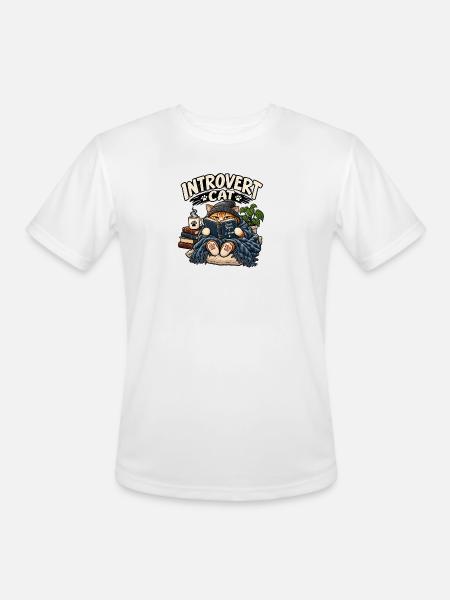Introvert Cat Cozy Reader - Men's Moisture Wicking Performance T-Shirt - white