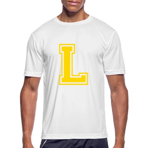 Letter L – Capital Athletic Alphabet Monogram - Men's Moisture Wicking Performance T-Shirt