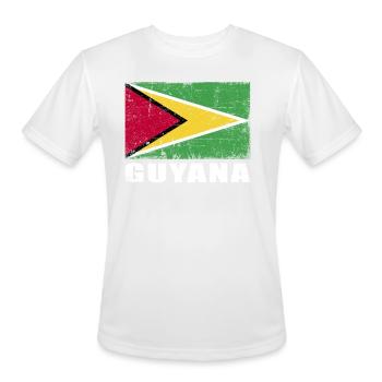 Guyana Flag Grunge Country Flag Guyana - Men's Moisture Wicking Performance T-Shirt - white - Front - Jackson (183cm)