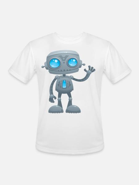 Waving Robot - Men's Moisture Wicking Performance T-Shirt - white