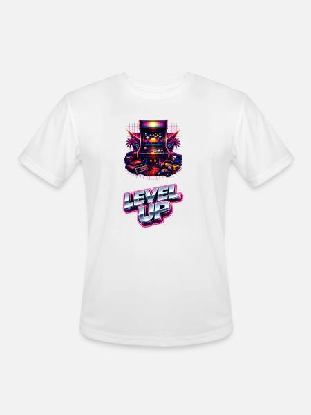 Neon Level Up Arcade - Men's Moisture Wicking Performance T-Shirt - white