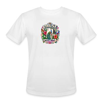 Pause Never Mind Peacock - Men's Moisture Wicking Performance T-Shirt - white - Front - Jackson (183cm)
