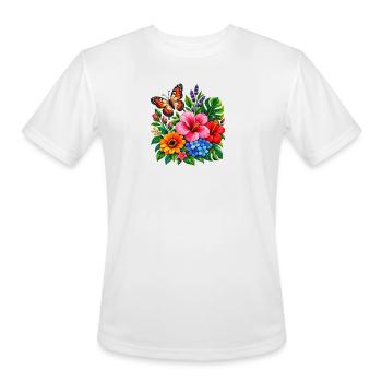 Vivid Tropical Bloom Butterfly | Colorful Tropical - Men's Moisture Wicking Performance T-Shirt - white - Front - Jackson (183cm)