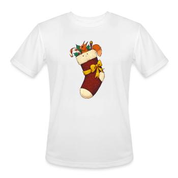 Squirrel In Santa s Christmas Sock - Men's Moisture Wicking Performance T-Shirt - white - Front - Jackson (183cm)