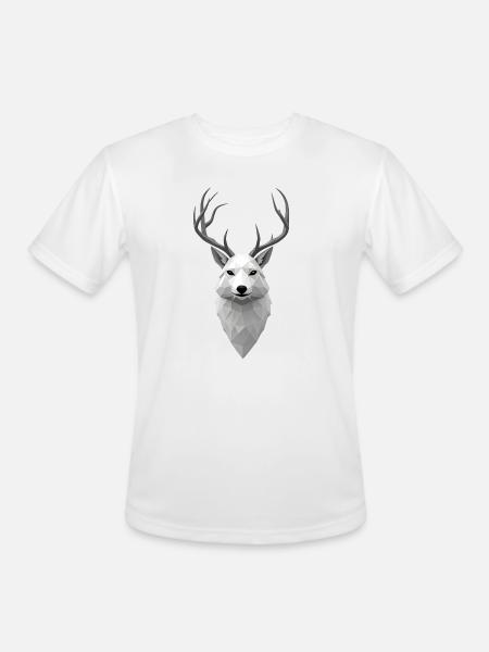 Geometric Winter Elk Illustration - Men's Moisture Wicking Performance T-Shirt - white