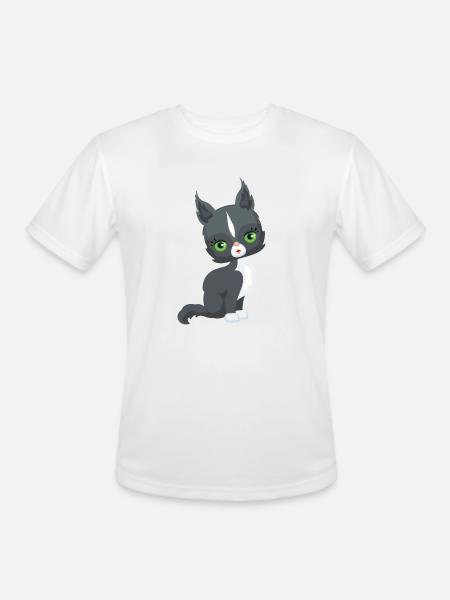 Black and White Cat - Men's Moisture Wicking Performance T-Shirt - white