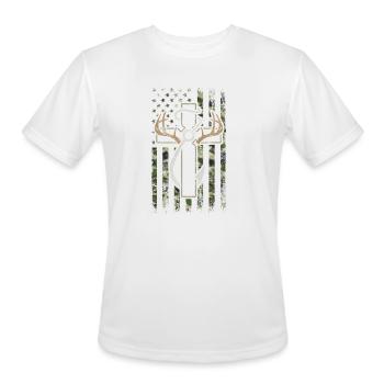 Hunting Fishing Faith Hunter Fisherman Camo USA - Men's Moisture Wicking Performance T-Shirt - white - Front - Jackson (183cm)