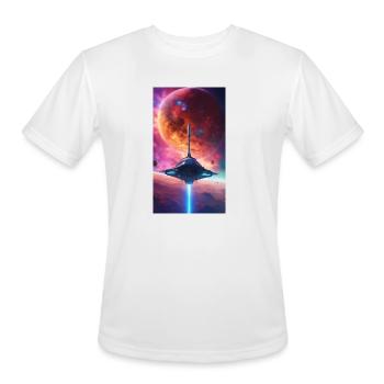 Futuristic Space Yacht in Nebula" - Men's Moisture Wicking Performance T-Shirt - white - Front - Jackson (183cm)