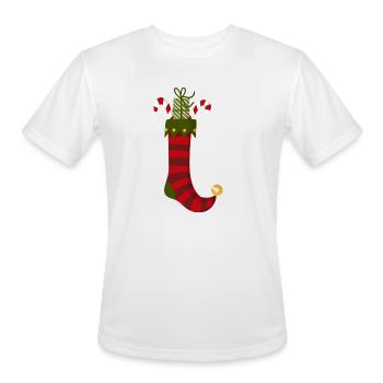 Christmas Sock - Men's Moisture Wicking Performance T-Shirt - white - Front - Jackson (183cm)