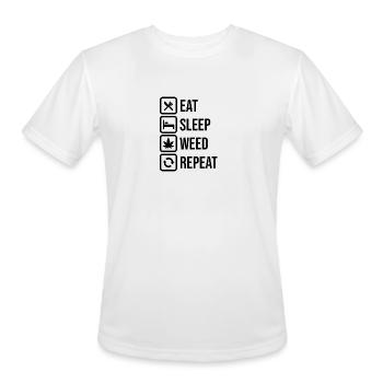 Eat Sleep Weed Repeat - Men's Moisture Wicking Performance T-Shirt - white - Front - Jackson (183cm)