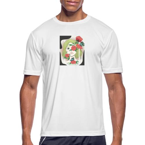 Girl with Rose Vine - Men's Moisture Wicking Performance T-Shirt
