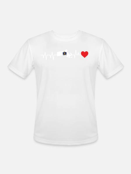 Massachusetts Heartbeat Gift - Men's Moisture Wicking Performance T-Shirt - white