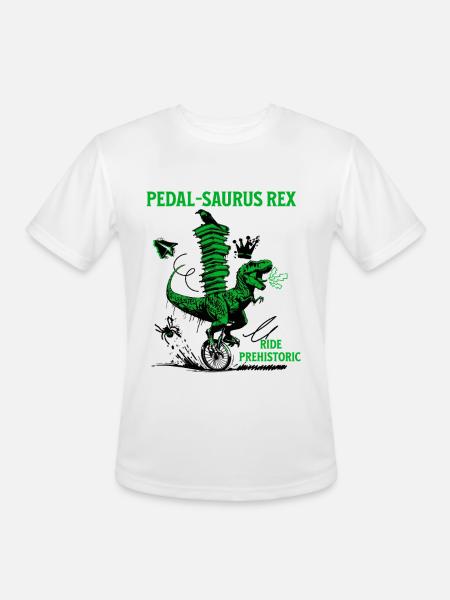 Pedal-Saurus Rex – Ride Prehistoric - Men's Moisture Wicking Performance T-Shirt - white