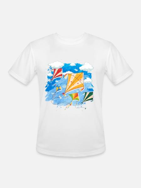 Kite Flying - Men's Moisture Wicking Performance T-Shirt - white