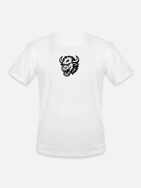 Tribal Bison Head Silhouette - Men's Moisture Wicking Performance T-Shirt - white