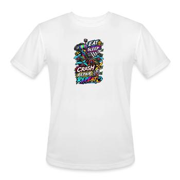 Eat Sleep Crash Repeat FPV Drone Shirt - Men's Moisture Wicking Performance T-Shirt - white - Front - Jackson (183cm)
