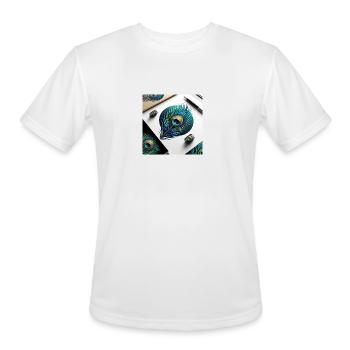 Peacock Feather Logo - Men's Moisture Wicking Performance T-Shirt - white - Front - Jackson (183cm)