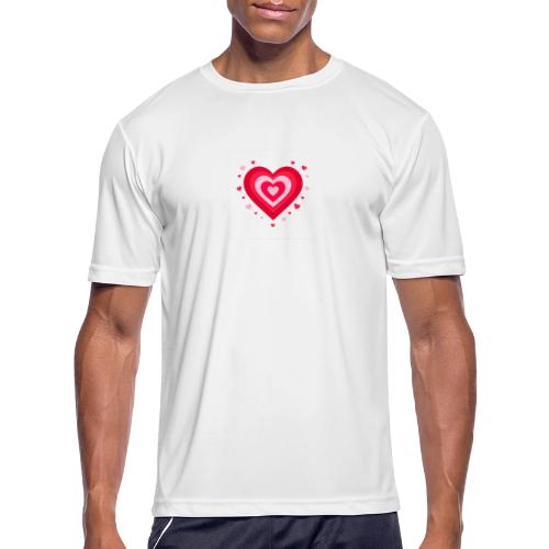 Layered Red & Pink Heart – Cute Valentine Love - Men's Moisture Wicking Performance T-Shirt