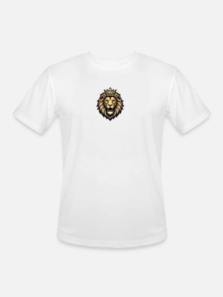 Gold Crowned Lion Emblem - Men's Moisture Wicking Performance T-Shirt - white