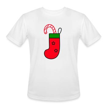 christmas sock with candy cane - Men's Moisture Wicking Performance T-Shirt - white - Front - Jackson (183cm)