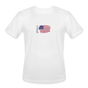 T shirt screen printing with a brush design flag - Men's Moisture Wicking Performance T-Shirt - white - Front - Jackson (183cm)