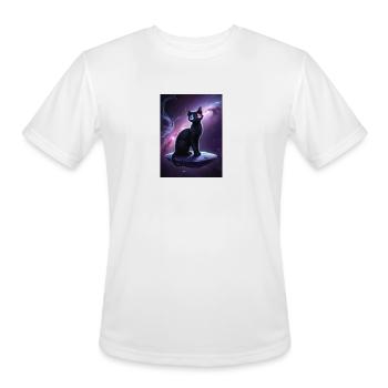 A mystical black cat with sleek shadowy fur - Men's Moisture Wicking Performance T-Shirt - white - Front - Jackson (183cm)