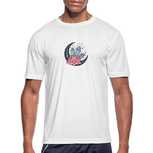Half A Moon, Healing Crystals Lotus Flower - Men's Moisture Wicking Performance T-Shirt