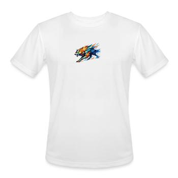 Prism Wolf in Fractal Fur - Men's Moisture Wicking Performance T-Shirt - white - Front - Jackson (183cm)