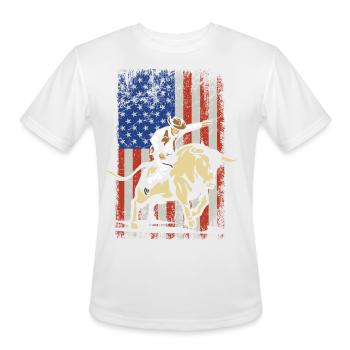 Rodeo Bull Rider American Flag Gift - Men's Moisture Wicking Performance T-Shirt - white - Front - Jackson (183cm)
