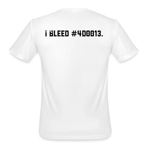 (Back of Shirt) I Bleed #4D0013 Design - Men's Moisture Wicking Performance T-Shirt